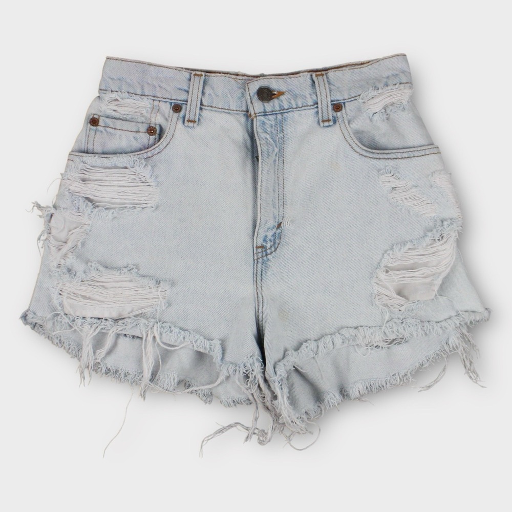 Vintage Levi's 551 Relaxed Fit Denim‎ Shorts Women's 4 Light Wash Distressed